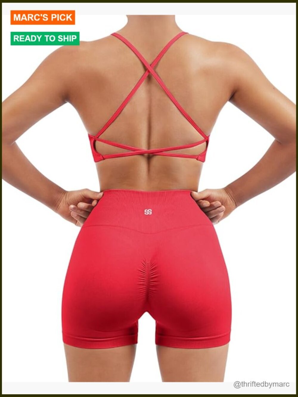 Seamless Workout Set Medium Support Sports Bra High Waist Booty Shorts